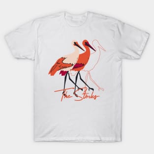 Red and White The Stork Birds T-Shirt